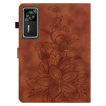 For Lenovo Legion Y700 Gen 4 Case Lily Flower Imprint Card Slots Leather Tablet Cover