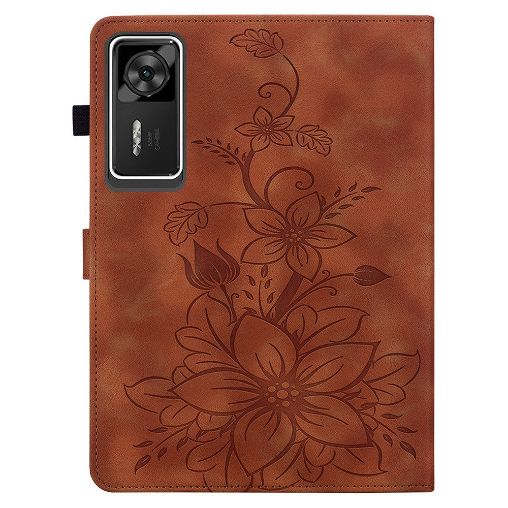 For Lenovo Legion Y700 Gen 4 Case Lily Flower Imprint Card Slots Leather Tablet Cover