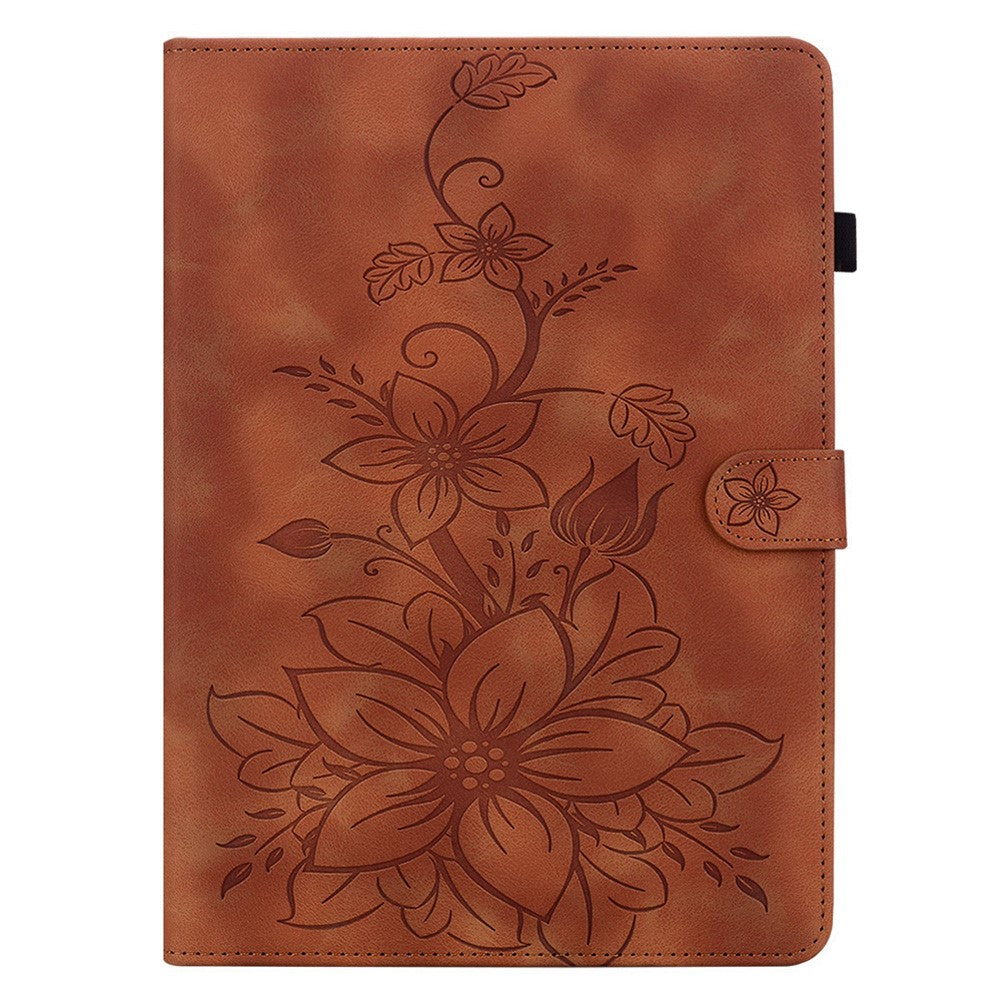 For Lenovo Legion Y700 Gen 4 Case Lily Flower Imprint Card Slots Leather Tablet Cover
