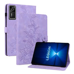 For Lenovo Legion Y700 Gen 4 Case Lily Flower Imprint Card Slots Leather Tablet Cover
