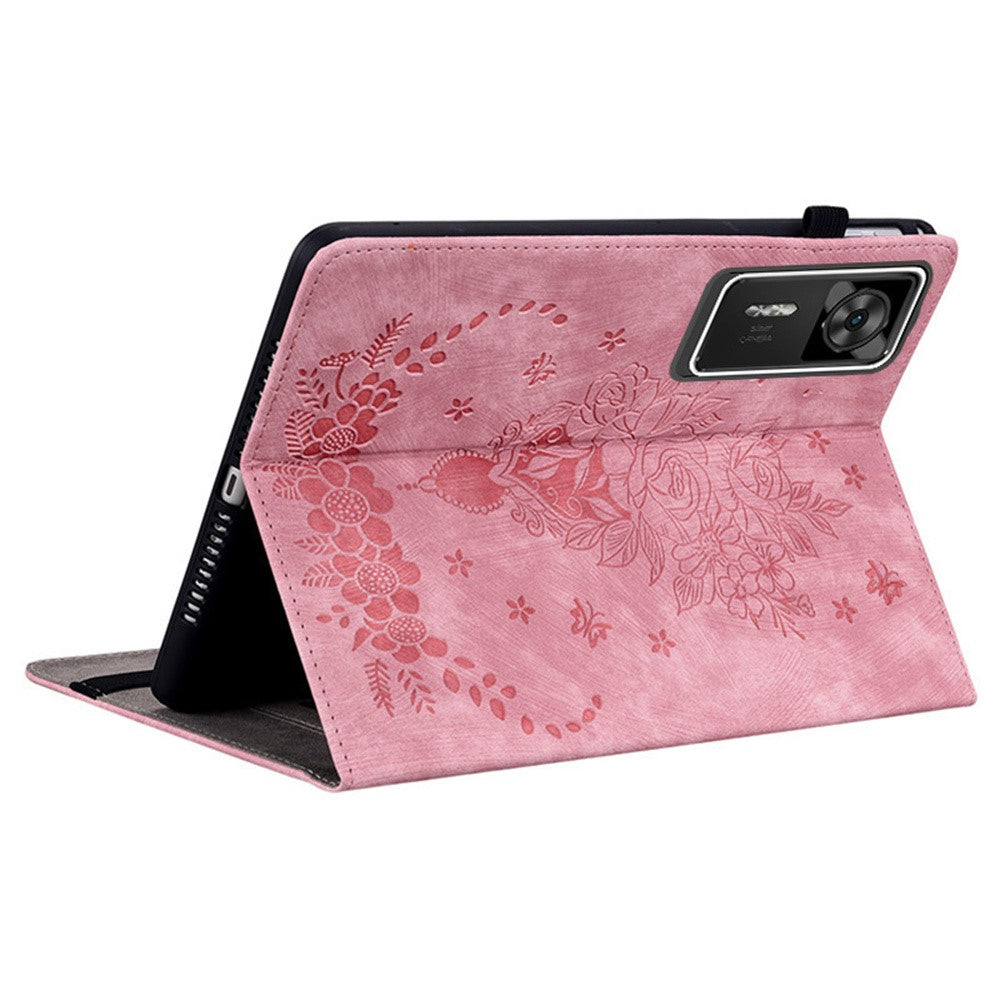 For Lenovo Legion Y700 Gen 4 Case Card Holder Anti-Scratch Leather Cover Rose Flower Imprint