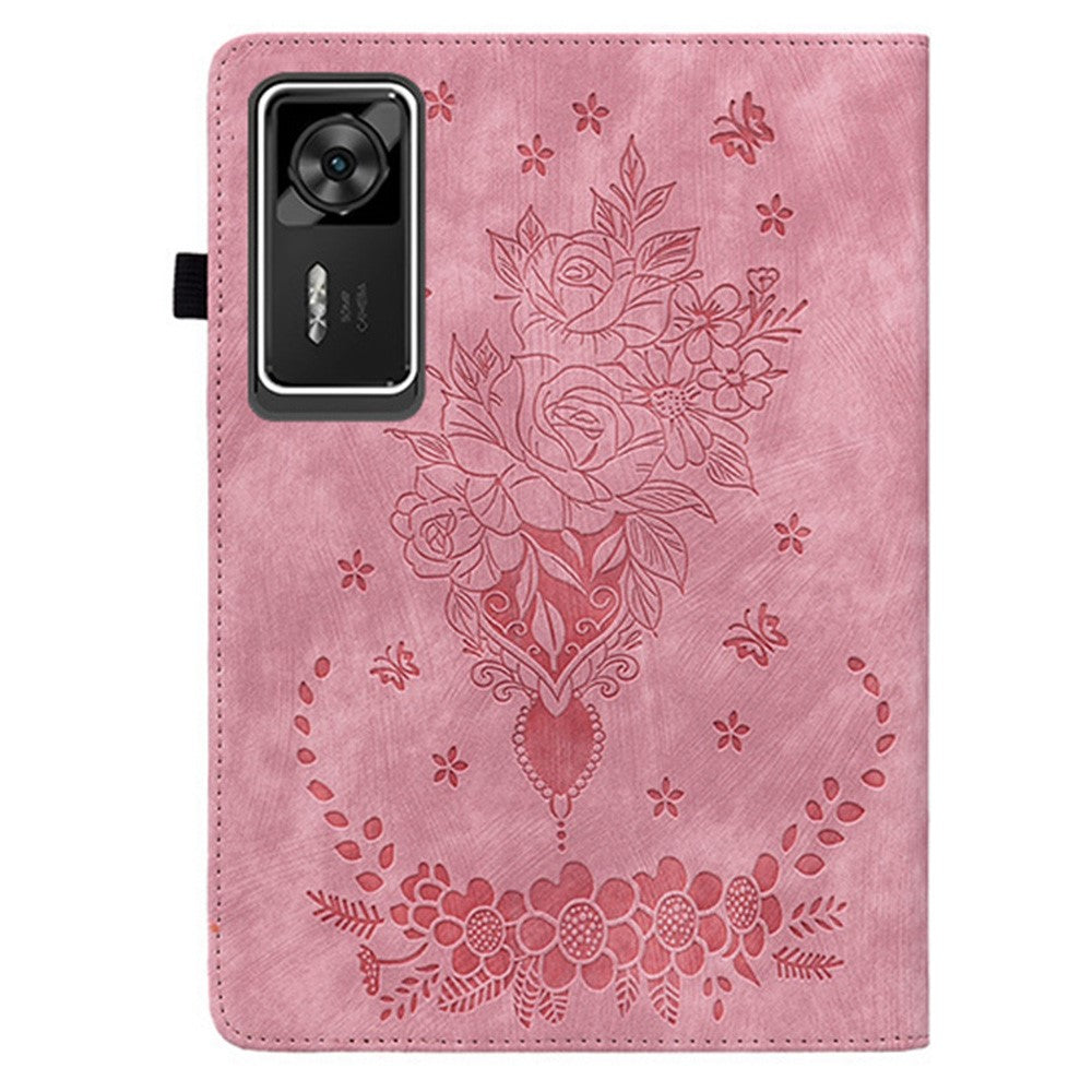 For Lenovo Legion Y700 Gen 4 Case Card Holder Anti-Scratch Leather Cover Rose Flower Imprint