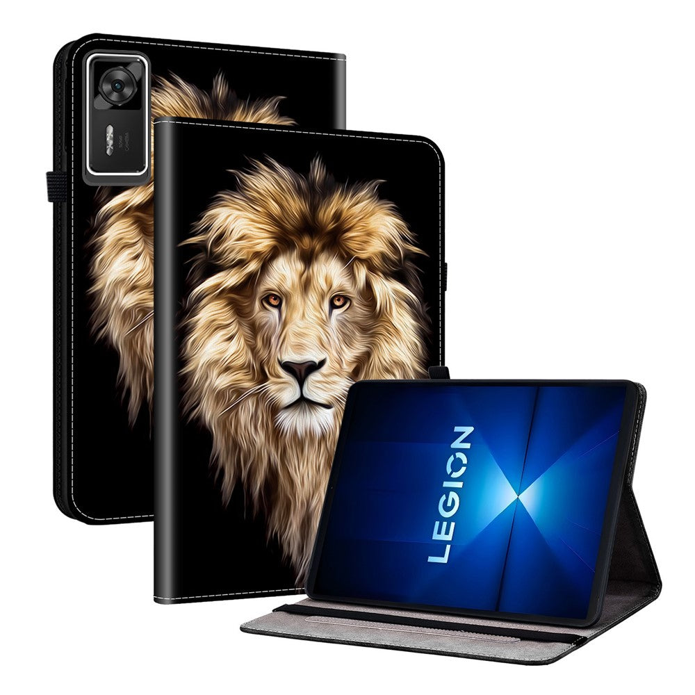 For Lenovo Legion Y700 Gen 4 Leather Case Pattern Printed Stand Tablet Cover with Card Slots