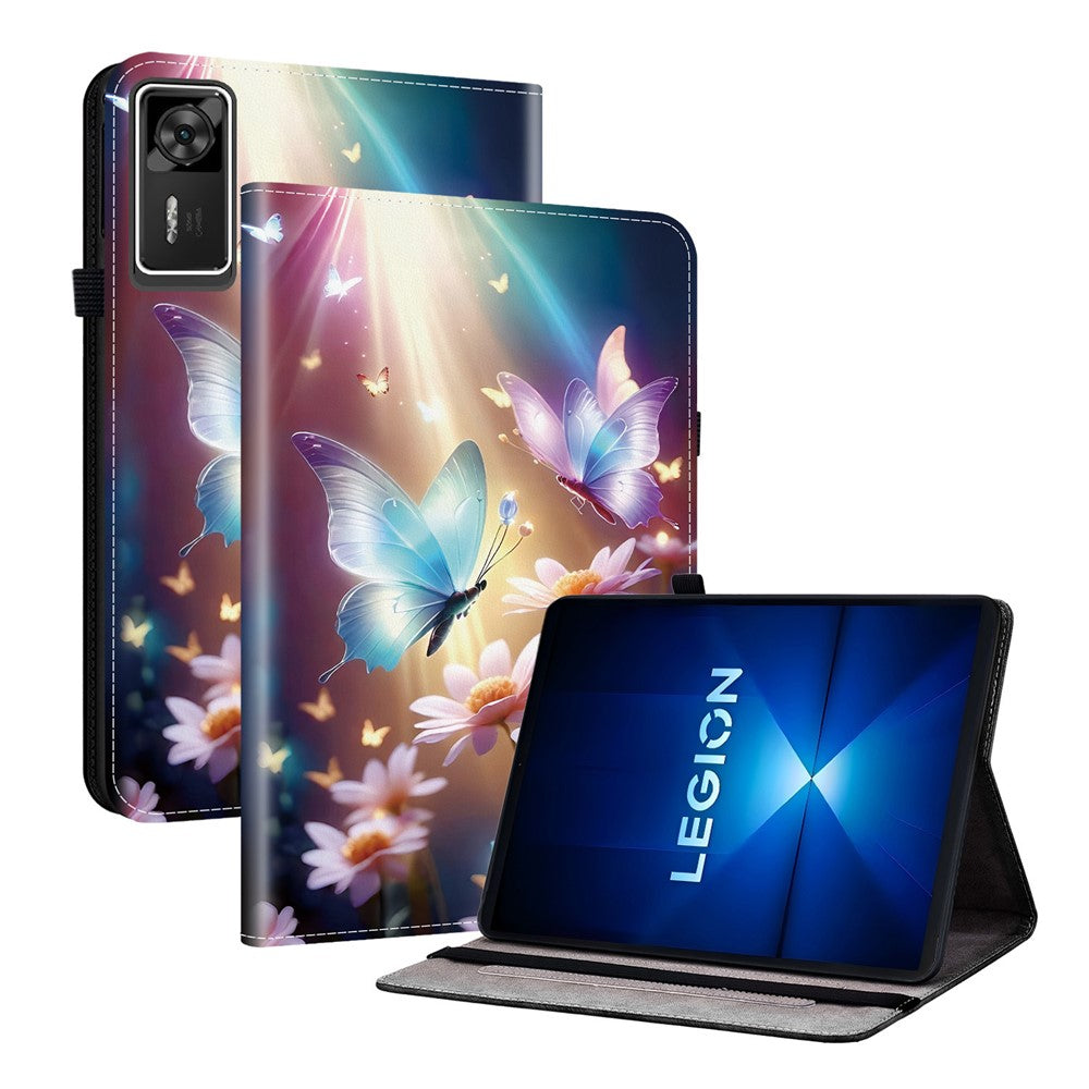For Lenovo Legion Y700 Gen 4 Leather Case Pattern Printed Stand Tablet Cover with Card Slots