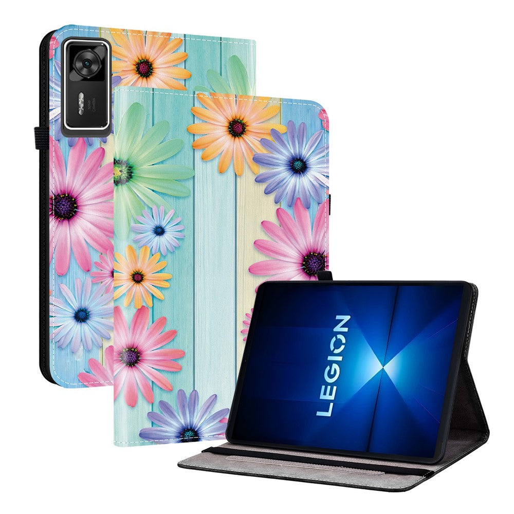 For Lenovo Legion Y700 Gen 4 Leather Case Pattern Printed Stand Tablet Cover with Card Slots
