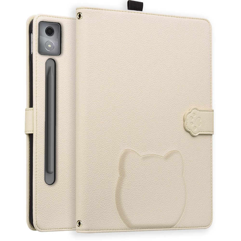 For Lenovo Xiaoxin Pad Pro 12.7 (2025) Case 3D Effect Cat Pattern Leather Stand Tablet Cover with Wallet, Stylus Holder