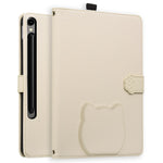 Pung Etui til Samsung Galaxy Tab S10 FE+ Læder Stand Tablet Cover med Stylus Holder, 3D Katte Mønster