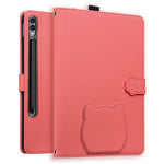 Wallet Case for Samsung Galaxy Tab S10+ / S9 FE+ / S9+ / S8+ Leather Stand Tablet Cover with Stylus Holder, 3D Effect Cat Pattern