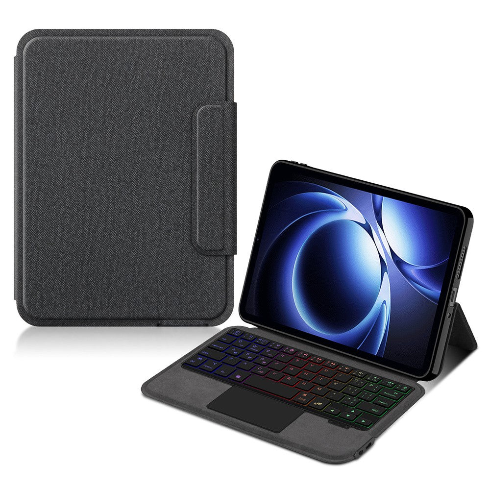 For Xiaomi Pad Mini / Redmi K Pad Leather Case + Touchpad Bluetooth-Compatible Keyboard with Backlit