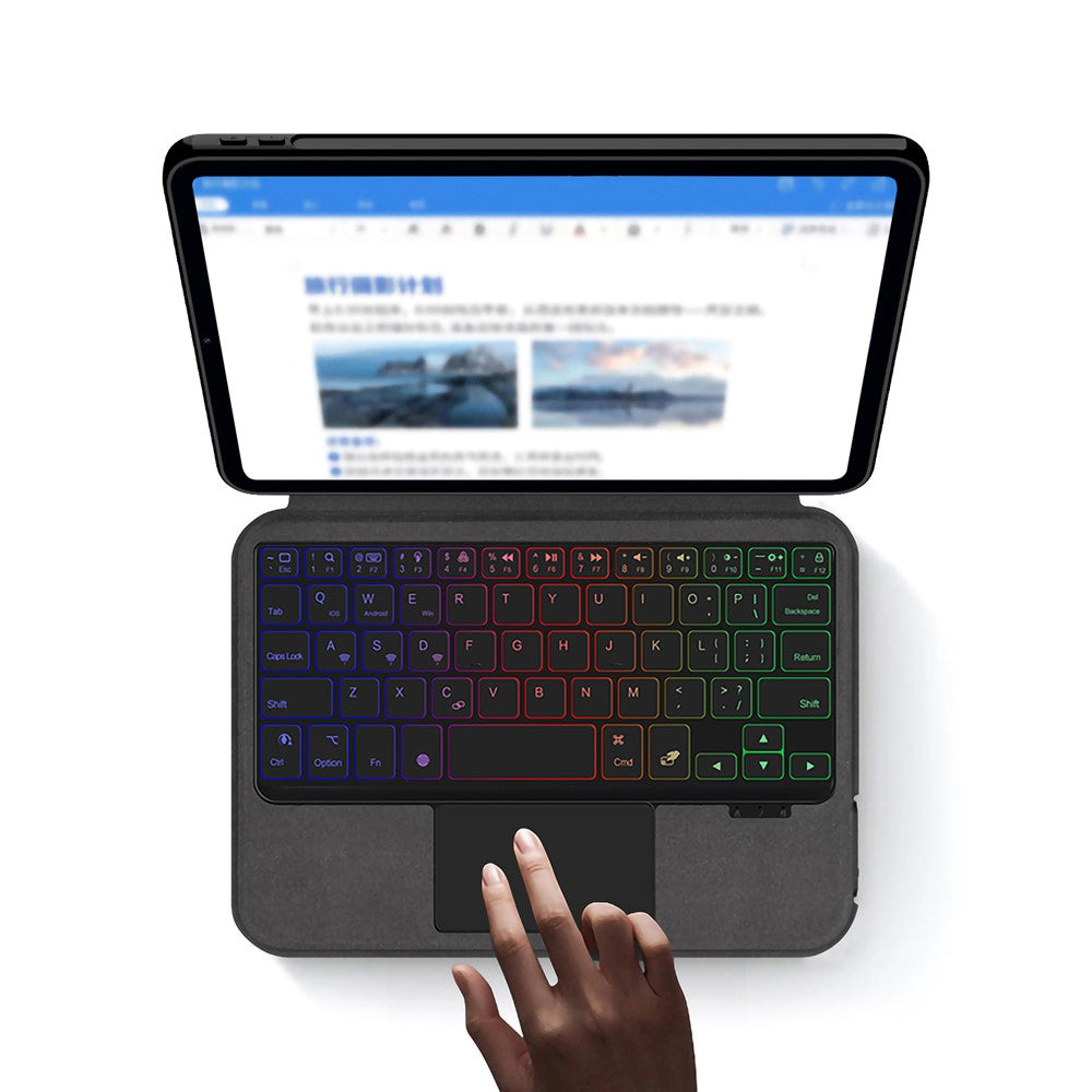 For Xiaomi Pad Mini / Redmi K Pad Leather Case + Touchpad Bluetooth-Compatible Keyboard with Backlit