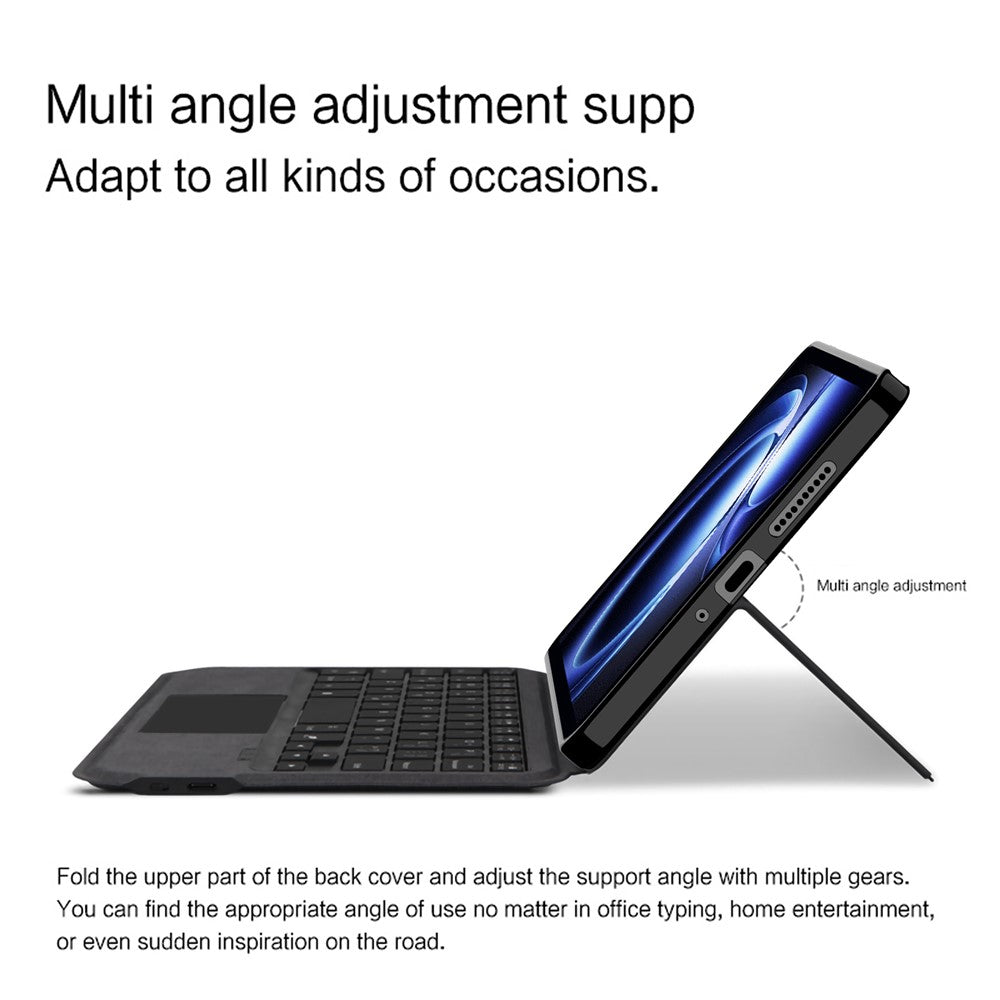 For Xiaomi Pad Mini / Redmi K Pad Leather Case + Touchpad Bluetooth-Compatible Keyboard with Backlit