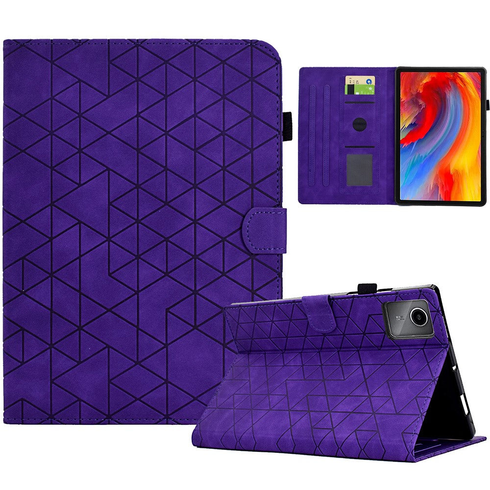 For Lenovo Xiaoxin Pad 11 2025 Case Card Slots Stand Rhombus Auto Wake / Sleep Leather Cover