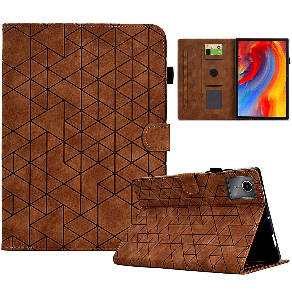 For Lenovo Xiaoxin Pad 11 2025 Case Card Slots Stand Rhombus Auto Wake / Sleep Leather Cover