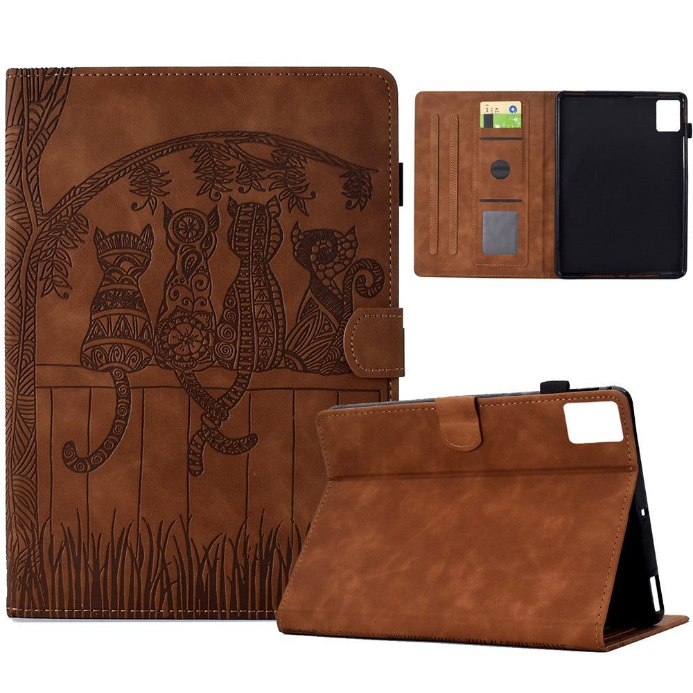 For Lenovo Xiaoxin Pad 11 2025 Case Cats Imprinted PU Leather Card Slots Tablet Cover