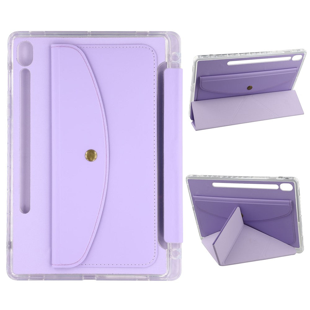 For Samsung Galaxy Tab S9 (X710, X716B, X718U) / S9 FE (X510, X516B) Case Origami Stand Wallet PU Leather Smart Tablet Cover with Pencil Slot