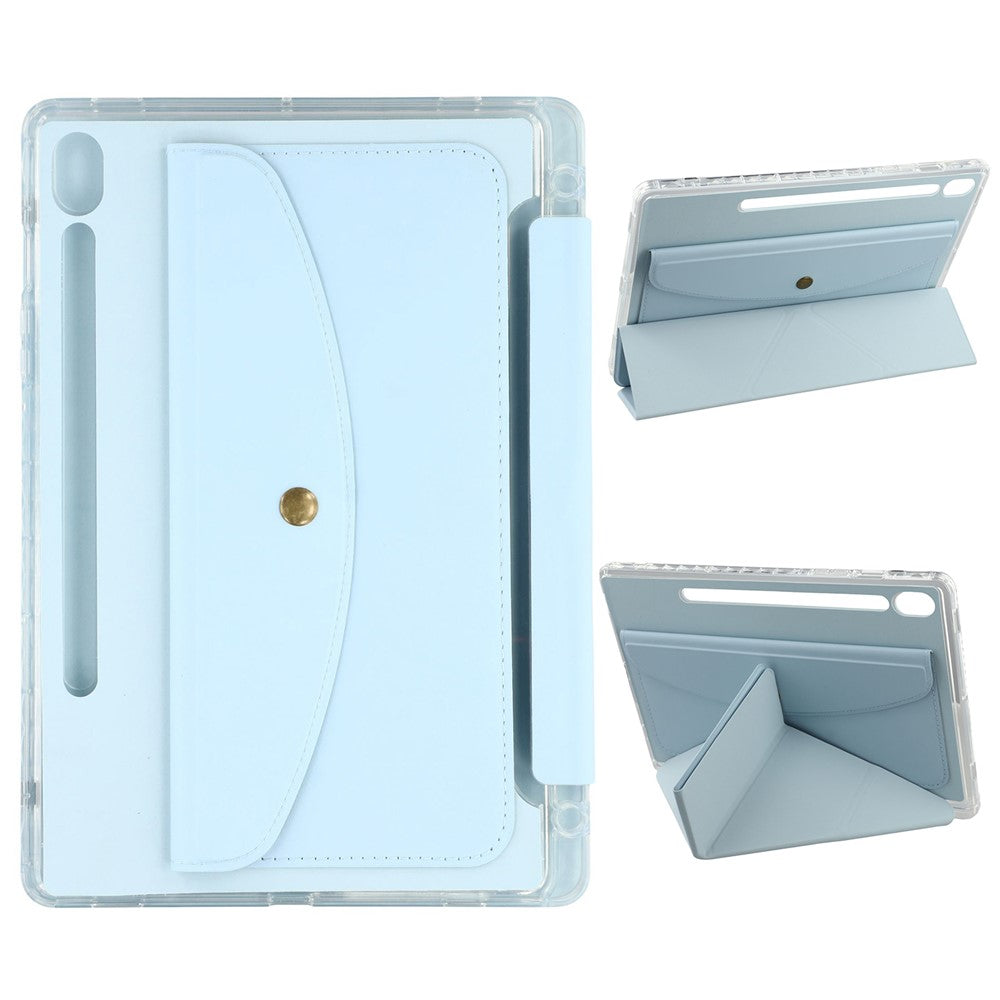 For Samsung Galaxy Tab S9 (X710, X716B, X718U) / S9 FE (X510, X516B) Case Origami Stand Wallet PU Leather Smart Tablet Cover with Pencil Slot