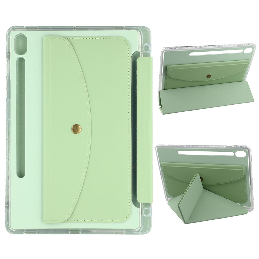 For Samsung Galaxy Tab S9 (X710, X716B, X718U) / S9 FE (X510, X516B) Case Origami Stand Wallet PU Leather Smart Tablet Cover with Pencil Slot