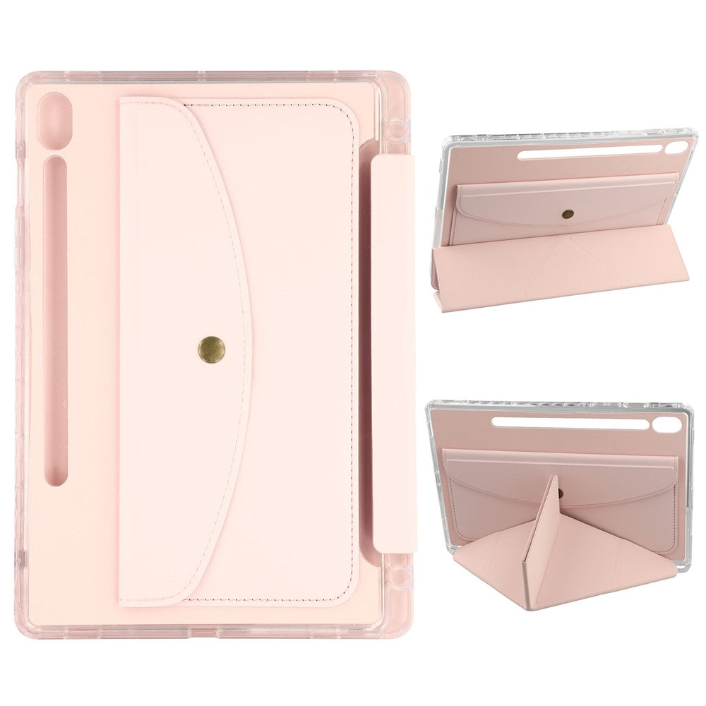 For Samsung Galaxy Tab S9 (X710, X716B, X718U) / S9 FE (X510, X516B) Case Origami Stand Wallet PU Leather Smart Tablet Cover with Pencil Slot