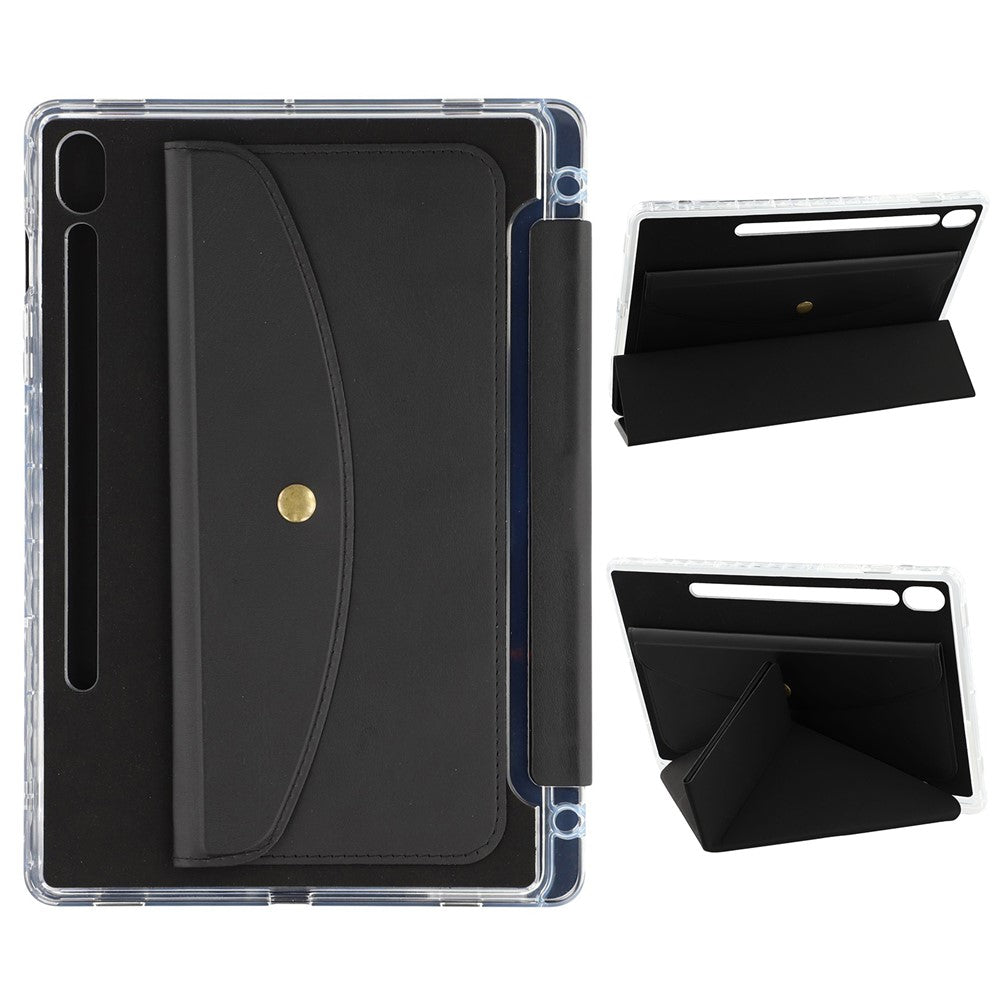 For Samsung Galaxy Tab S9 (X710, X716B, X718U) / S9 FE (X510, X516B) Case Origami Stand Wallet PU Leather Smart Tablet Cover with Pencil Slot