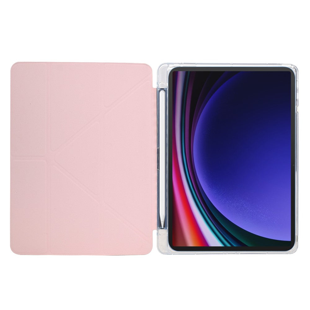 Tablet Case For Samsung Galaxy Tab S10 FE  /  S9 FE  /  S9 Y-Fold Stand Glitter Leather TPU Acrylic Clear Cover