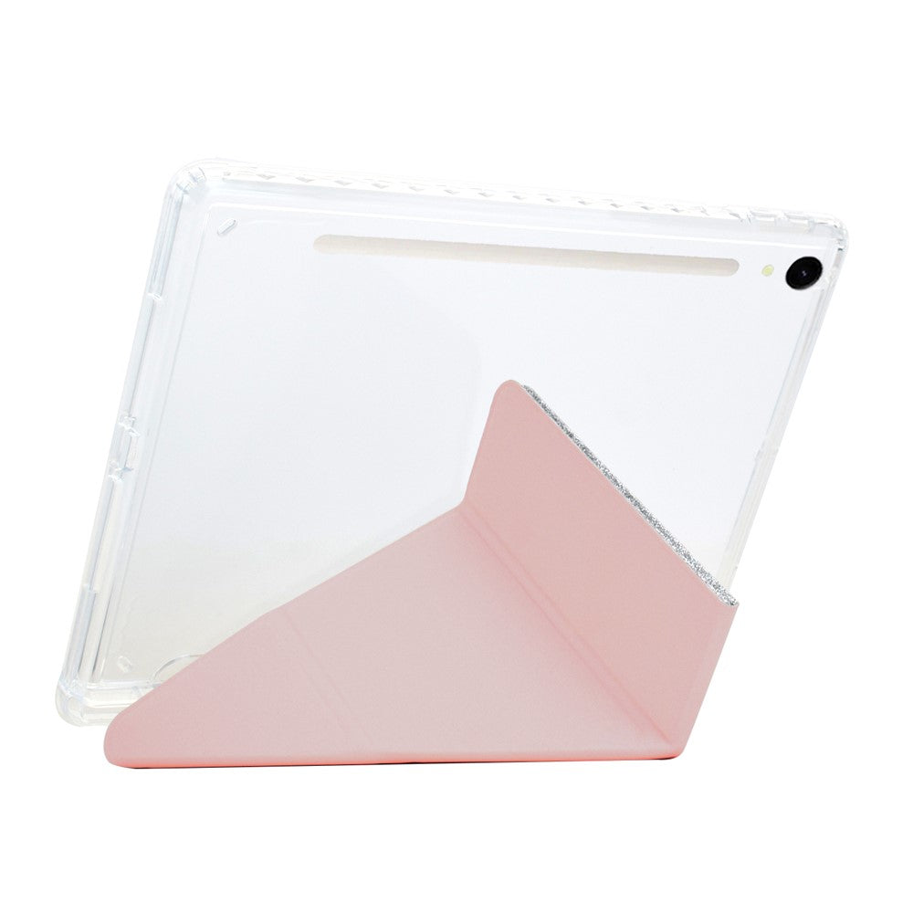 Tablet Case For Samsung Galaxy Tab S10 FE  /  S9 FE  /  S9 Y-Fold Stand Glitter Leather TPU Acrylic Clear Cover