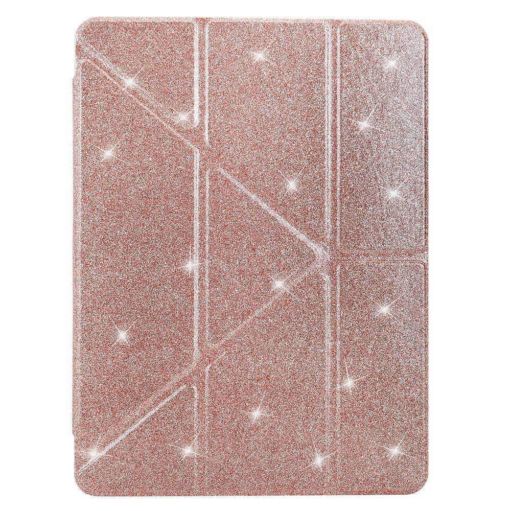 Tablet Case For Samsung Galaxy Tab S10 FE  /  S9 FE  /  S9 Y-Fold Stand Glitter Leather TPU Acrylic Clear Cover