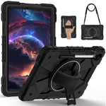 For Samsung Galaxy Tab S10 Lite / S10 FE / S9 FE / S9 Case Silicone + PC Kickstand Tablet Cover with Handy Strap