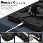 For Samsung Galaxy Tab S10 Lite / S10 FE / S9 FE / S9 Case Silicone + PC Kickstand Tablet Cover with Handy Strap