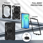 For Samsung Galaxy Tab S10 Lite / S10 FE / S9 FE / S9 Case Silicone + PC Kickstand Tablet Cover with Handy Strap