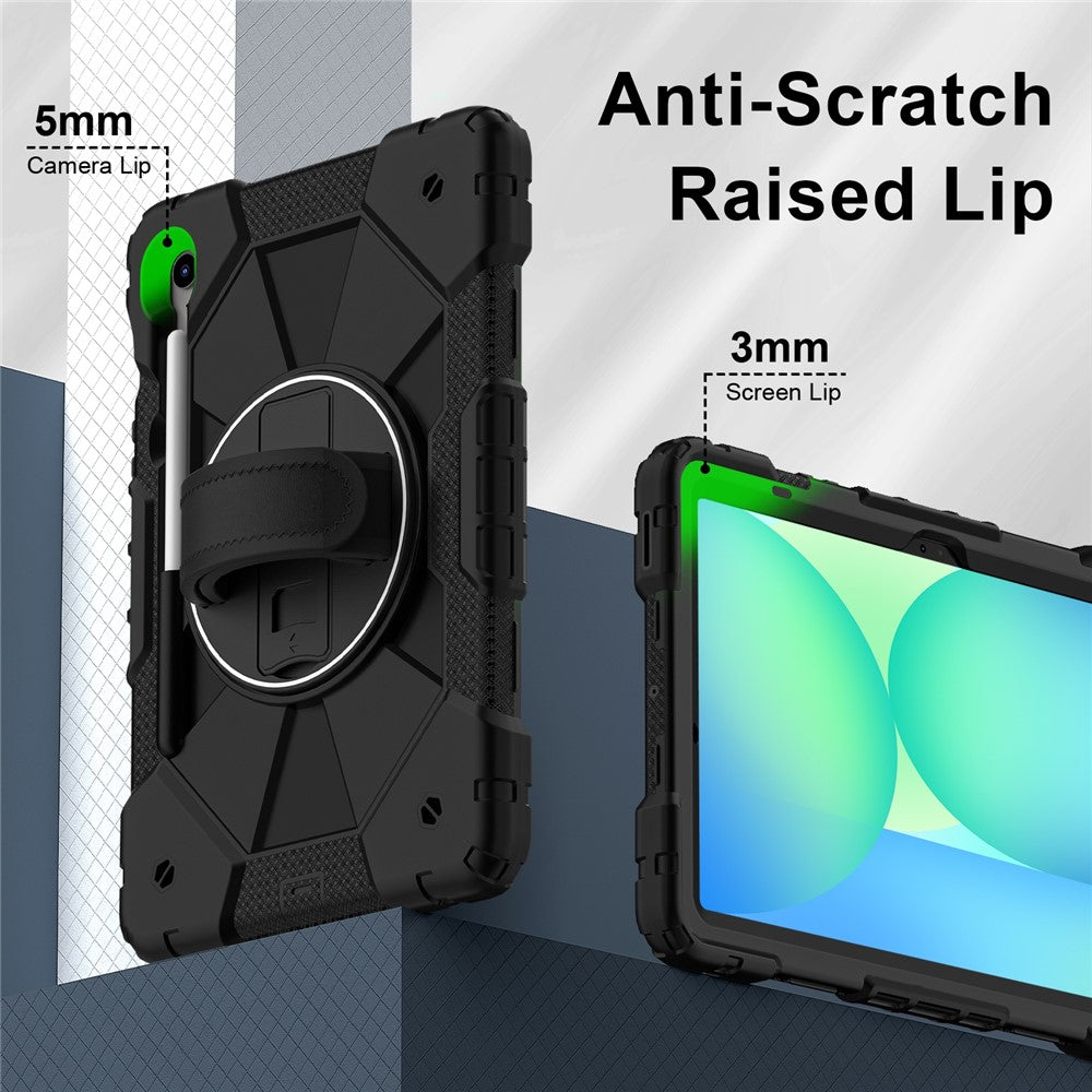 For Samsung Galaxy Tab S10 Lite / S10 FE / S9 FE / S9 Case Silicone + PC Kickstand Tablet Cover with Handy Strap