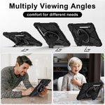 For Samsung Galaxy Tab S10 Lite / S10 FE / S9 FE / S9 Case Silicone + PC Kickstand Tablet Cover with Handy Strap