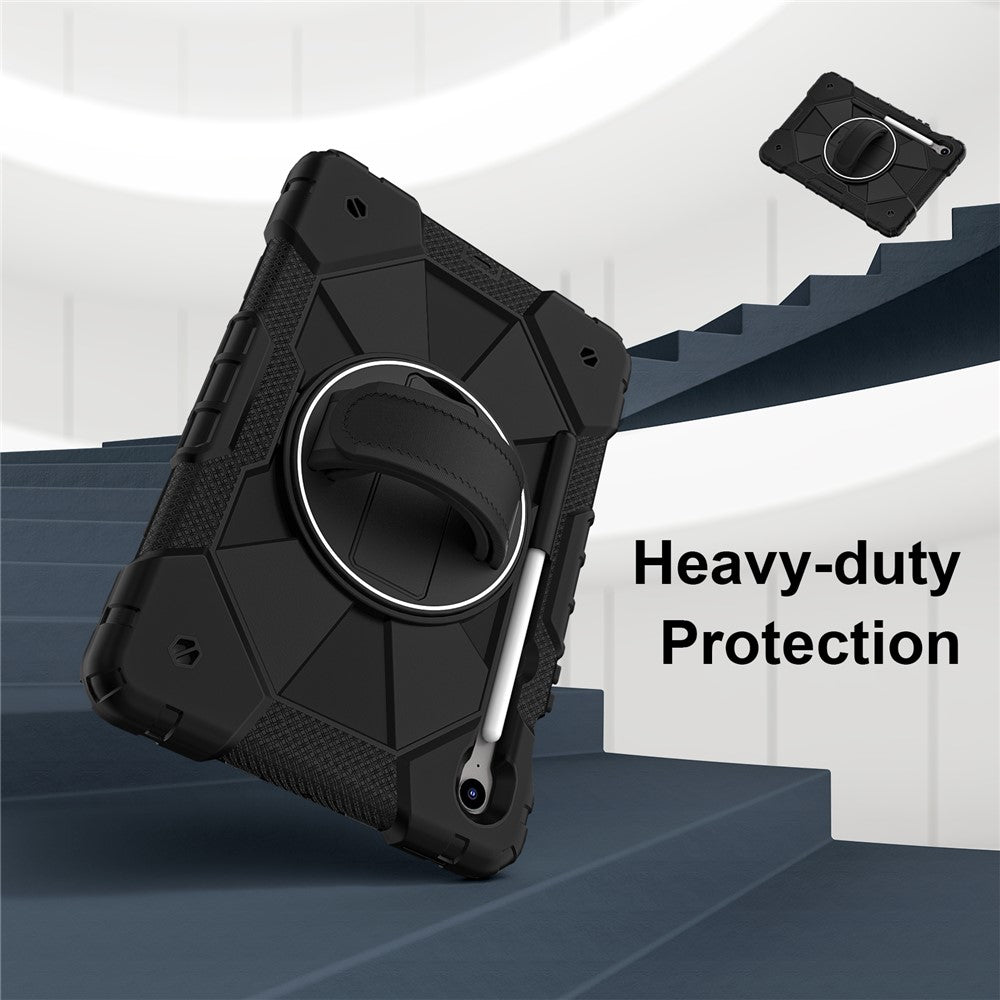 For Samsung Galaxy Tab S10 Lite / S10 FE / S9 FE / S9 Case Silicone + PC Kickstand Tablet Cover with Handy Strap