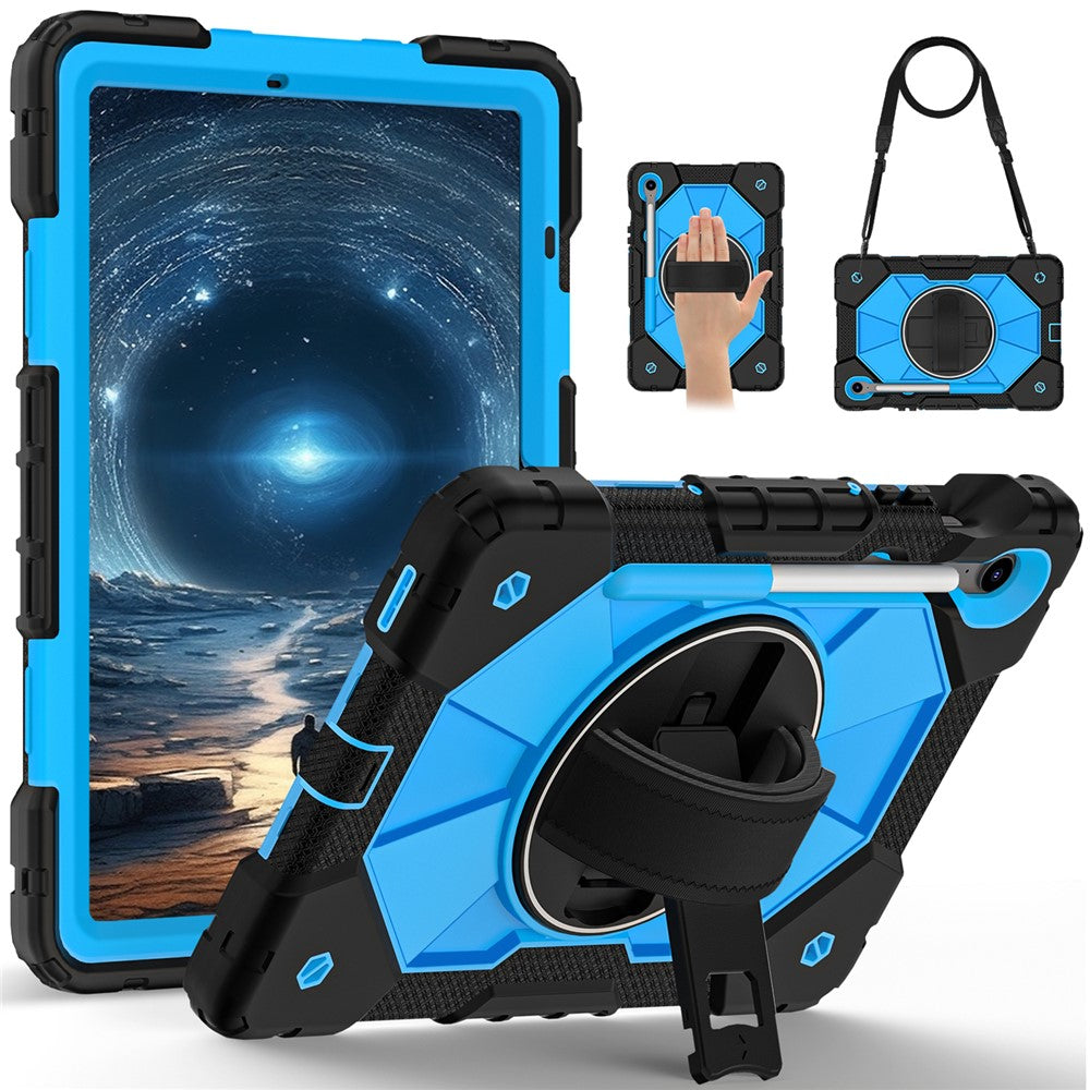 For Samsung Galaxy Tab S10 Lite / S10 FE / S9 FE / S9 Case Silicone + PC Kickstand Tablet Cover with Handy Strap