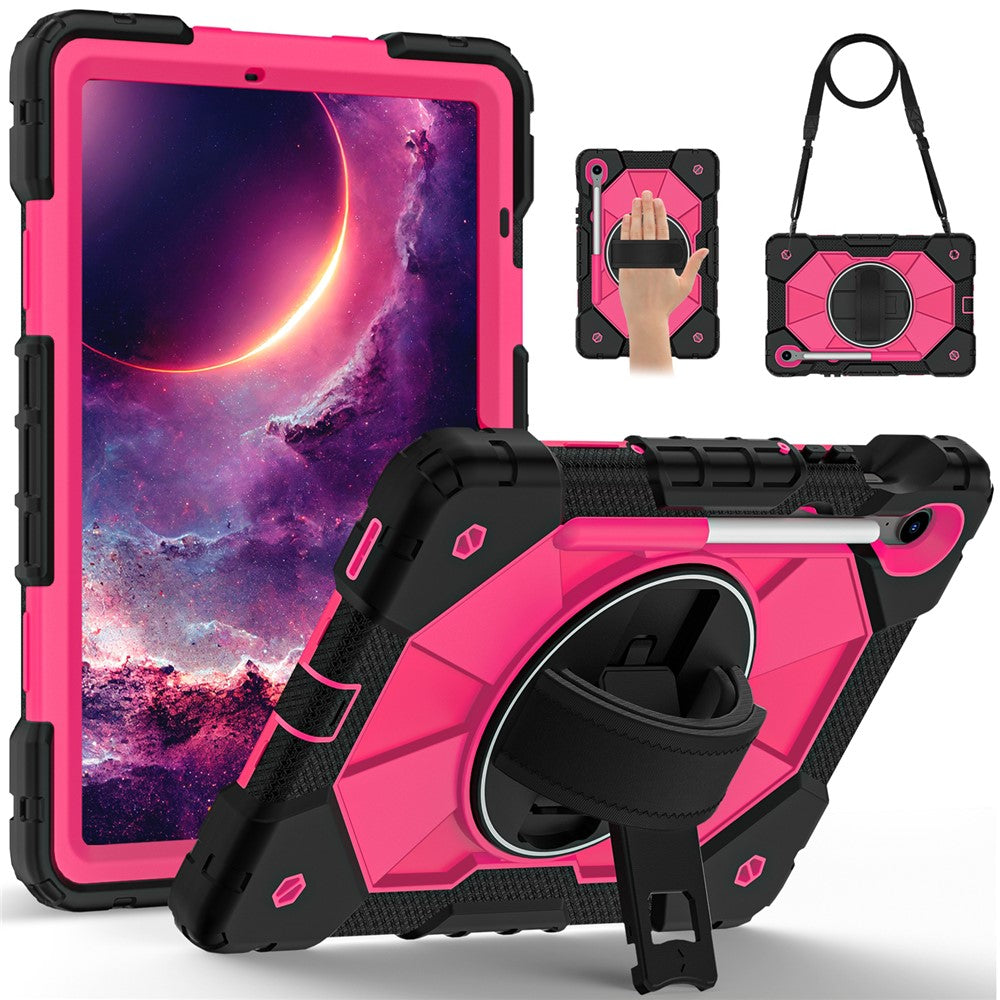For Samsung Galaxy Tab S10 Lite / S10 FE / S9 FE / S9 Case Silicone + PC Kickstand Tablet Cover with Handy Strap