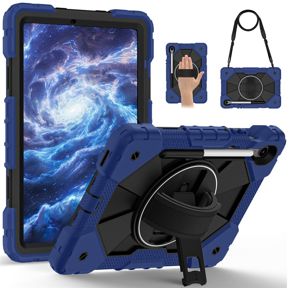 For Samsung Galaxy Tab S10 Lite / S10 FE / S9 FE / S9 Case Silicone + PC Kickstand Tablet Cover with Handy Strap