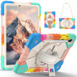 For Samsung Galaxy Tab S10 Lite / S10 FE / S9 FE / S9 Case Silicone + PC Kickstand Tablet Cover with Handy Strap