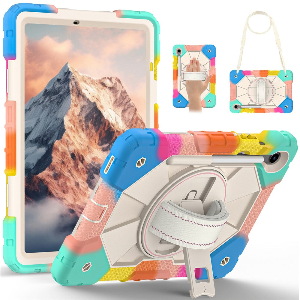 For Samsung Galaxy Tab S10 Lite / S10 FE / S9 FE / S9 Case Silicone + PC Kickstand Tablet Cover with Handy Strap