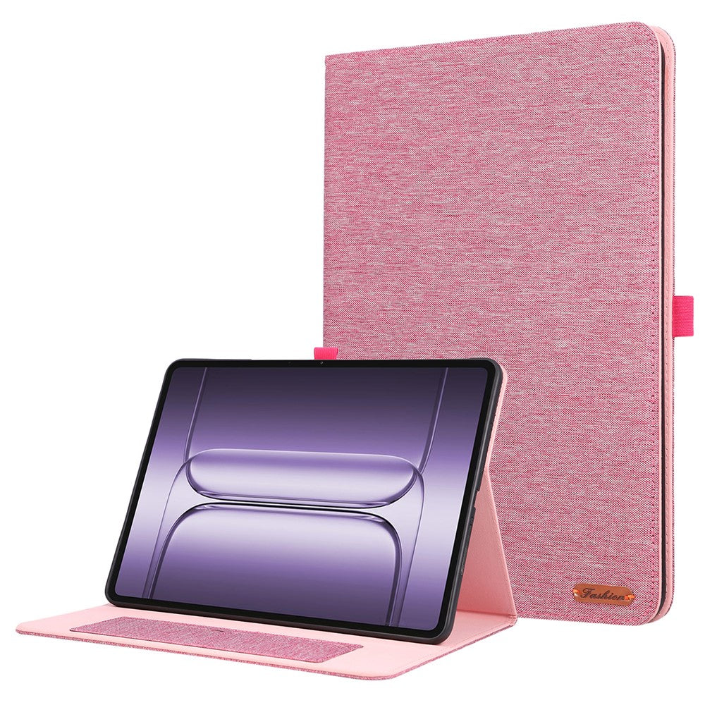 For OnePlus Pad 3 Case with Stand Card Holder Cloth Texture Leather Tablet Cover