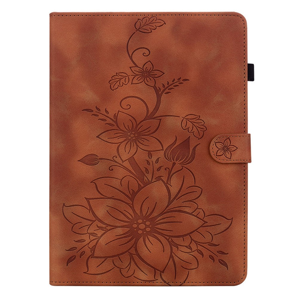 For Xiaomi Pad Mini / Redmi K Pad Case Lily Flower Imprint Card Slots Leather Tablet Cover