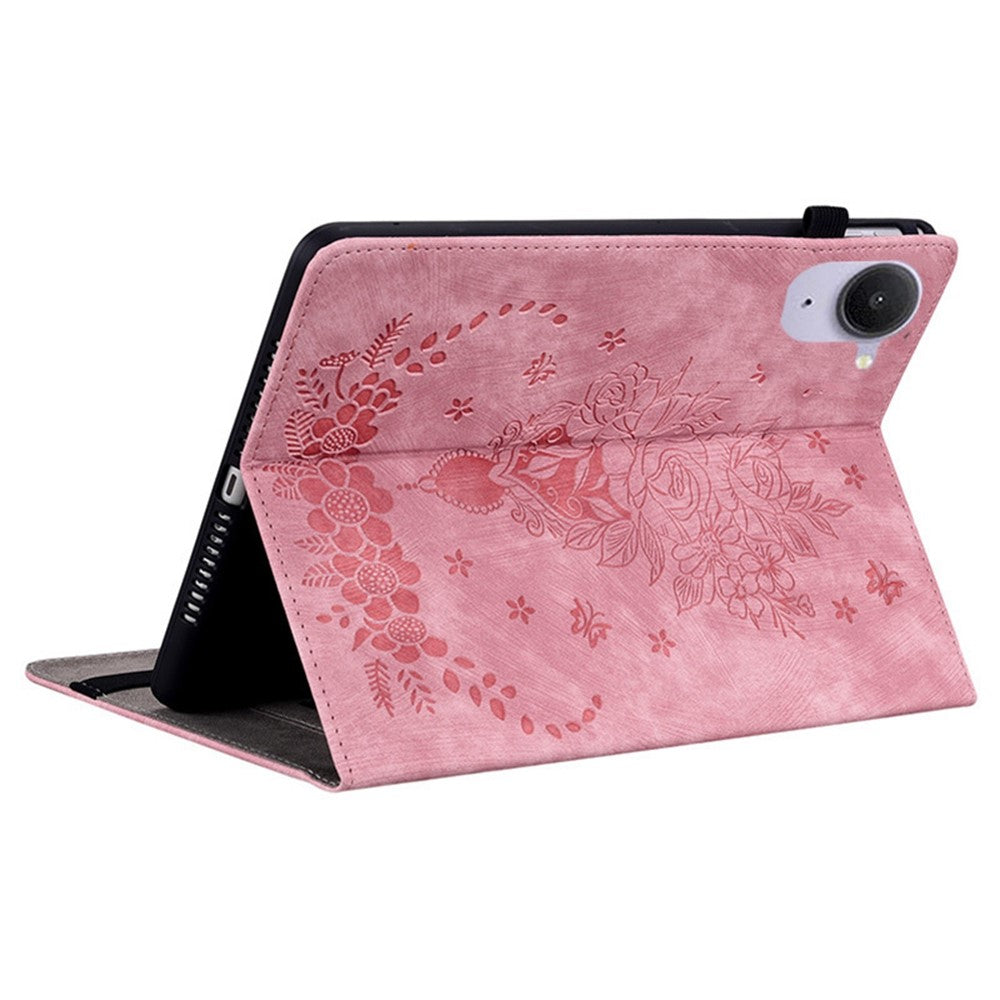 For Xiaomi Pad Mini / Redmi K Pad Case Card Holder Anti-Scratch Leather Cover Rose Flower Imprint