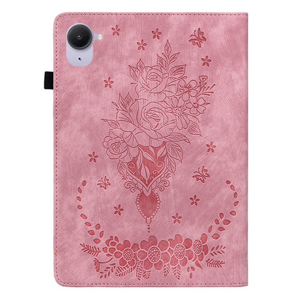 For Xiaomi Pad Mini / Redmi K Pad Case Card Holder Anti-Scratch Leather Cover Rose Flower Imprint