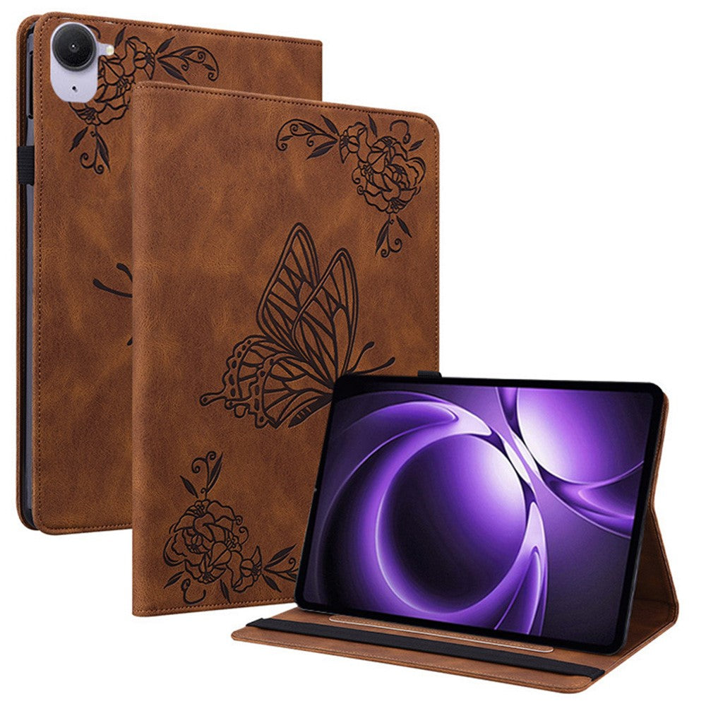 For Xiaomi Pad Mini / Redmi K Pad Case Butterfly Flower Imprint PU Leather Tablet Cover with Card Slots