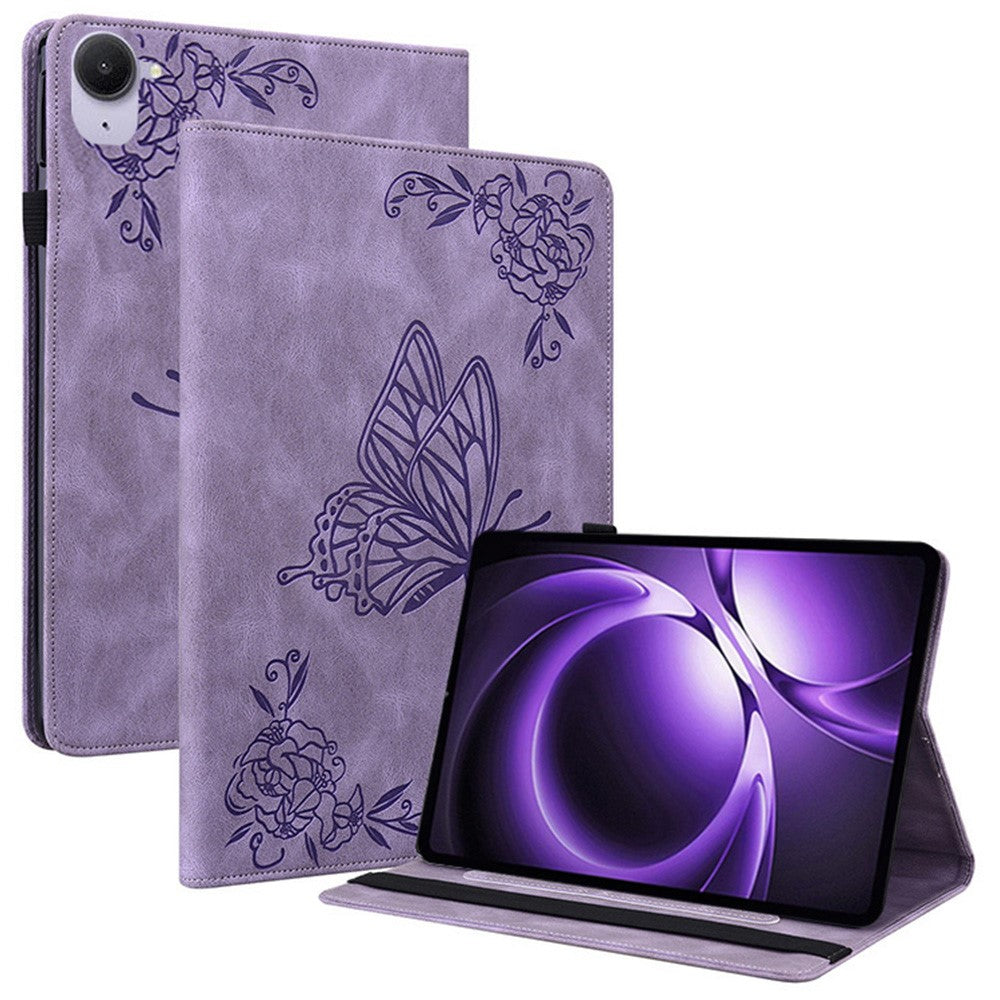 For Xiaomi Pad Mini / Redmi K Pad Case Butterfly Flower Imprint PU Leather Tablet Cover with Card Slots