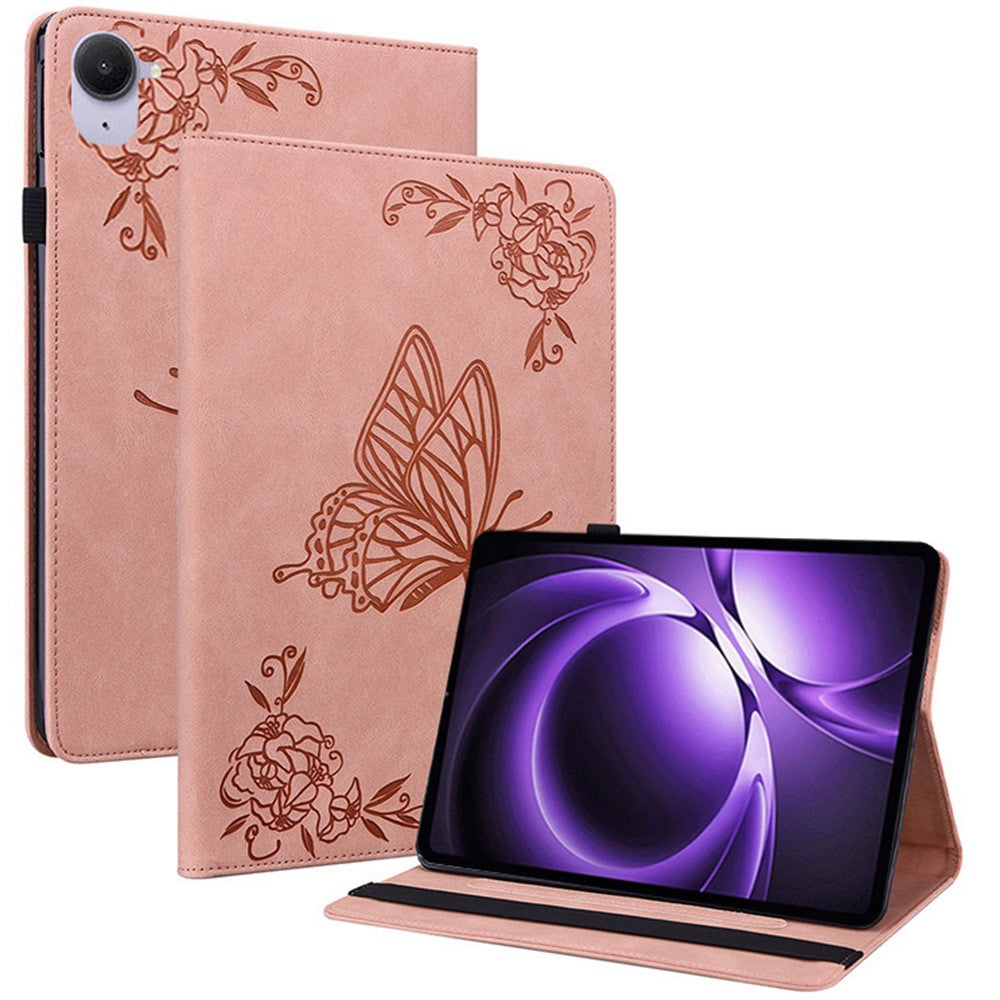 For Xiaomi Pad Mini / Redmi K Pad Case Butterfly Flower Imprint PU Leather Tablet Cover with Card Slots