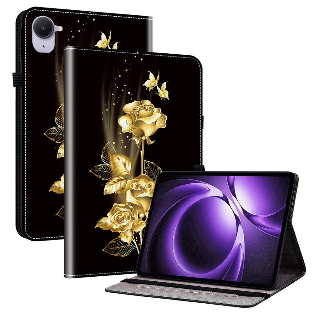 For Xiaomi Pad Mini / Redmi K Pad Leather Case Pattern Printed Stand Tablet Cover with Card Slots