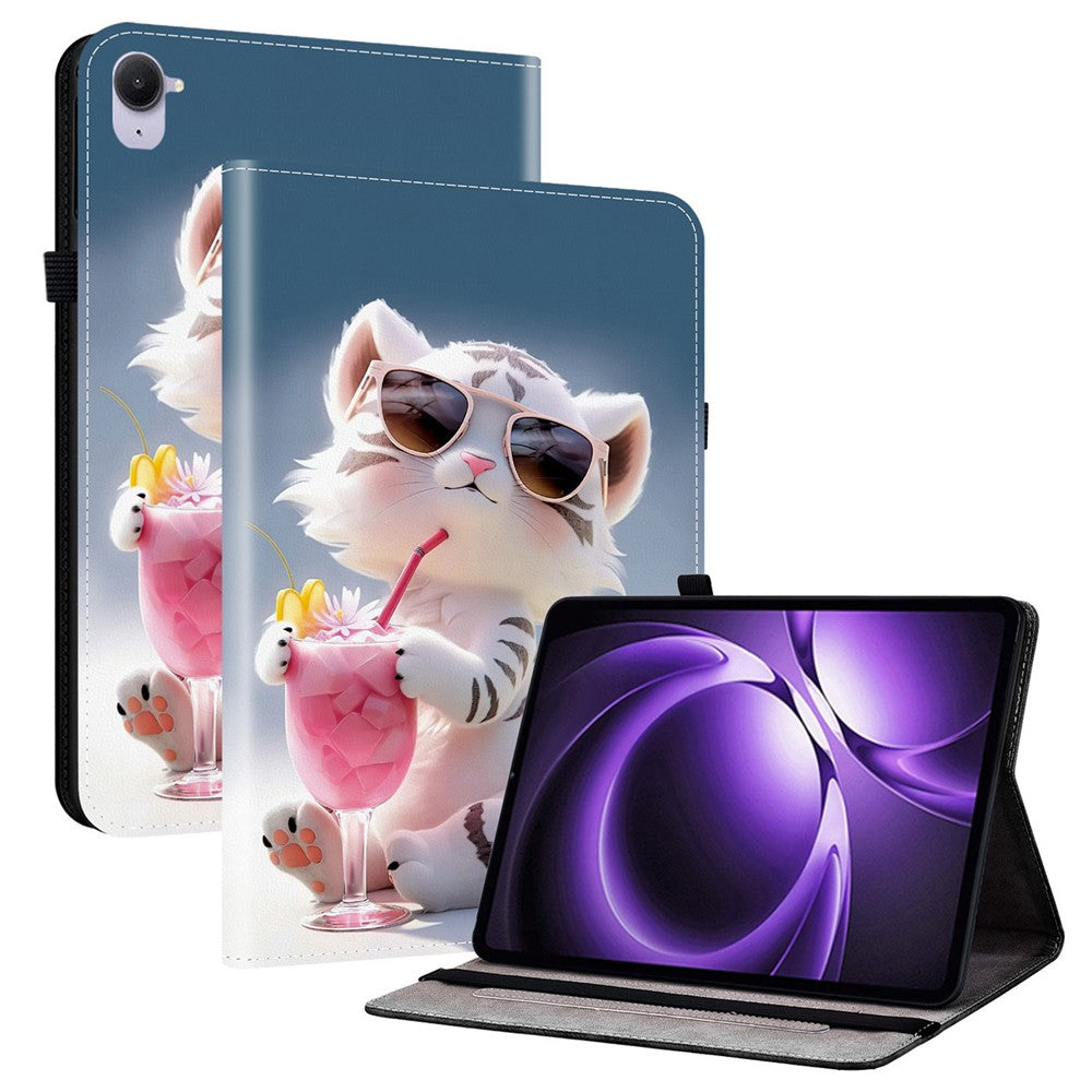 For Xiaomi Pad Mini / Redmi K Pad Leather Case Pattern Printed Stand Tablet Cover with Card Slots