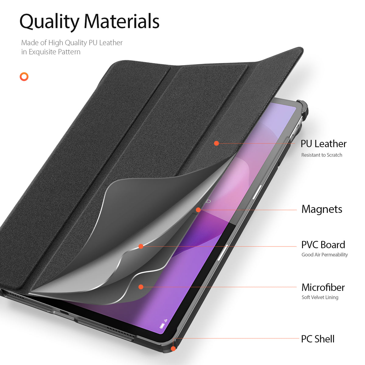 DUX DUCIS For Lenovo Tab K11 Gen 2 / Lenovo Idea Tab Case  Domo Series Tri-fold Stand PU Leather Protective Tablet Cover