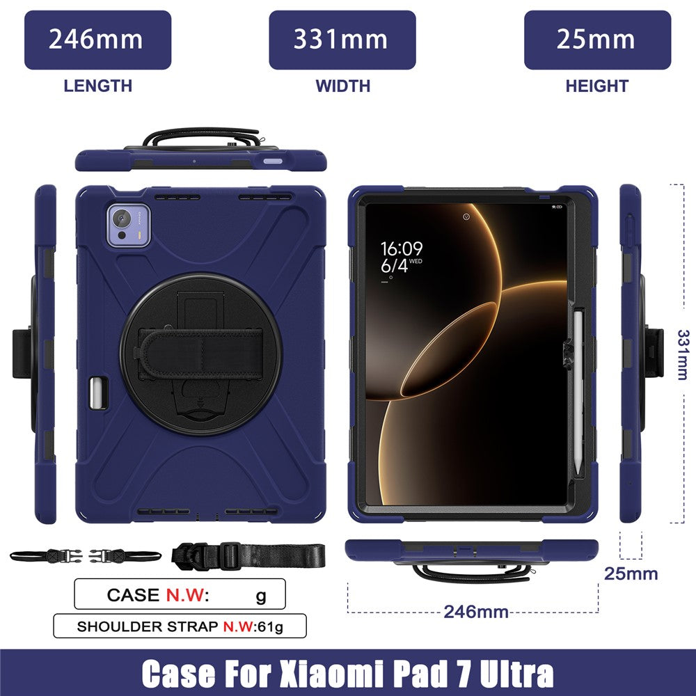 For Xiaomi Pad 7 Ultra Kickstand Case TPU PC Silicone Tablet Cover with Shoulder Strap