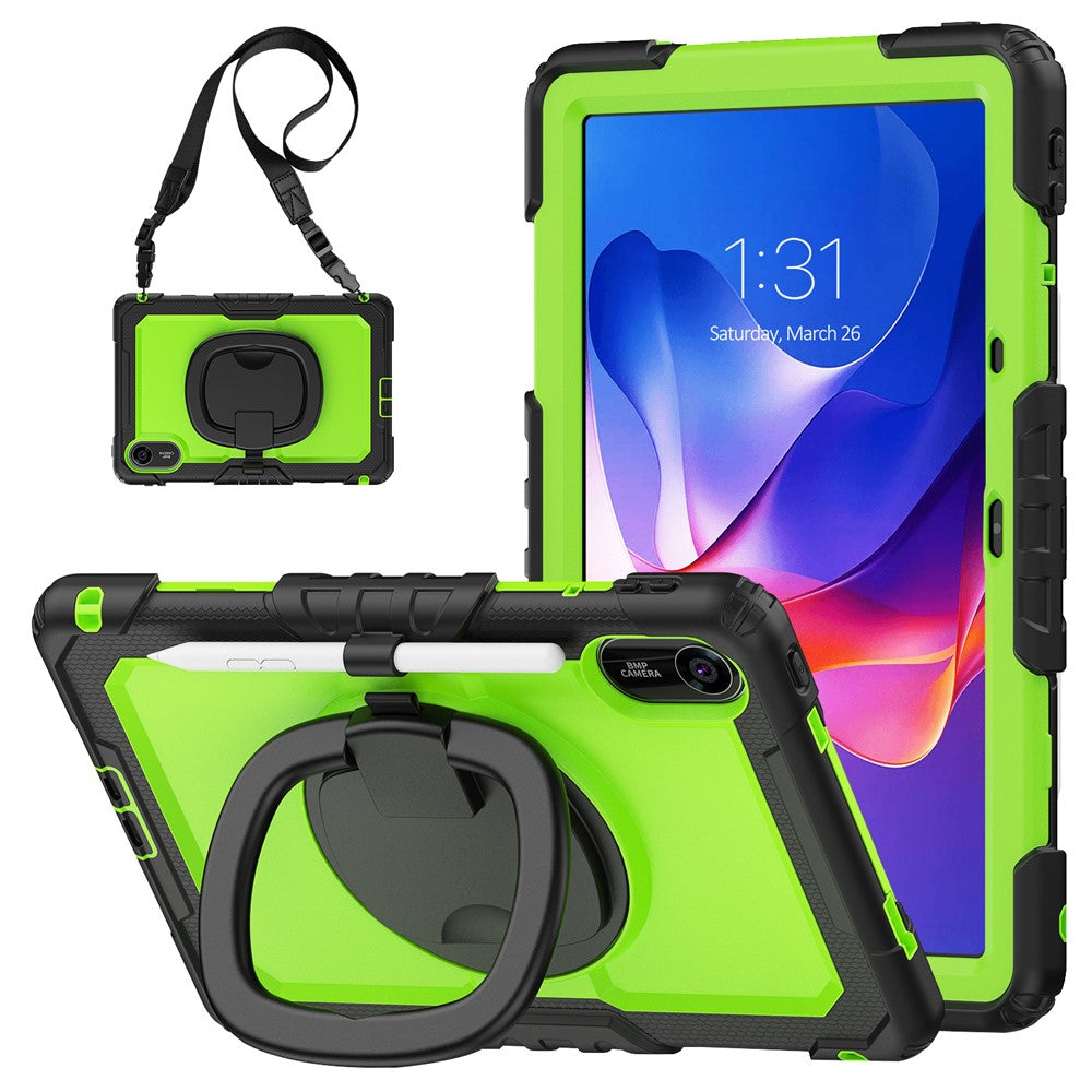 For Xiaomi Redmi Pad 2 11 Kickstand Case with Stylus Holder / Shoulder Strap PC Silicone Tablet Cover
