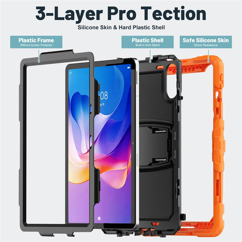 For Xiaomi Redmi Pad 2 11 Kickstand Case with Stylus Holder / Shoulder Strap PC Silicone Shockproof Tablet Cover